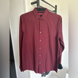 Alfani Maroon Slim Fit Medium Italian Shirt with Black Cuffs